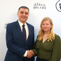 Prezydent oraz przedstawicielka Chorągwi Lubelskiej Związku Harcerstwa Polskiego
