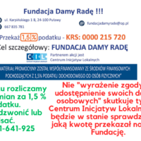 Plakat 1,5% Fundacja Damy Radę!!!.